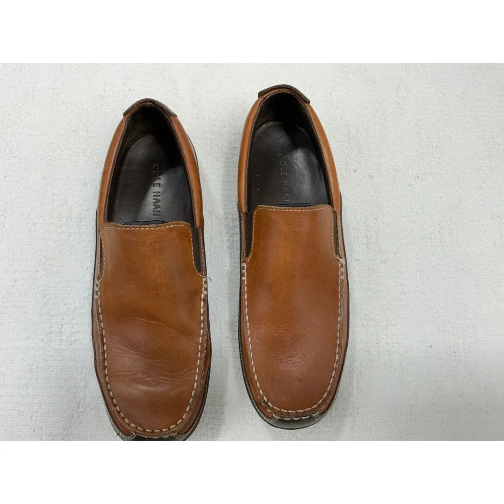 Cole Haan Mens Tan Brown Leather Slip On Loafers Venetian‎ Size 8.5 M